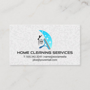 Cartão De Visita Logotipo de Compressão de Limpeza da Casa   Fundo 