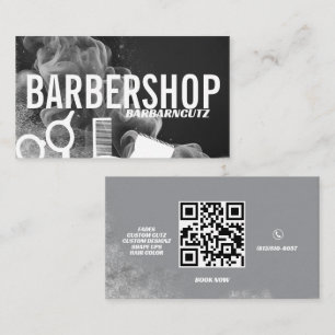 Cartão De Visita Logotipo de Compro Barber Cinza Sinalizador Fumant