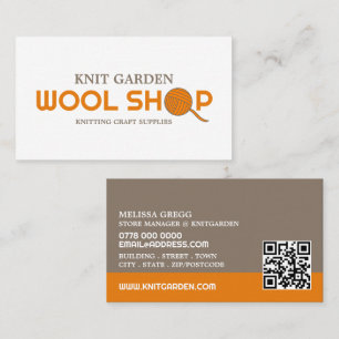 Cartão De Visita Logotipo de Compro da Lã Laranja, Knitore Store, L
