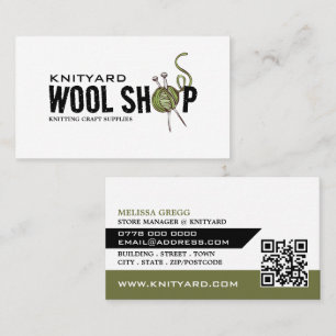 Cartão De Visita Logotipo de Compro Lã Verde, Knitore Store, Loja d