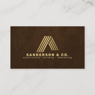 Cartão De Visita Logotipo de construção de edifícios dourado marrom