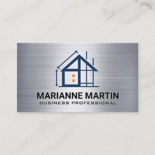 Cartão De Visita Logotipo de Construção Metal Empreiteiro