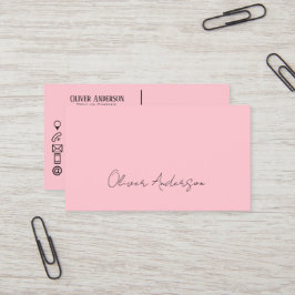 Cartão De Visita Logotipo de contatos rosa pálido minimalista moder