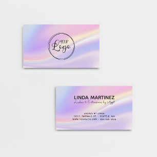 Cartão De Visita Logotipo de Cores Iridescentes Rosa Pastel Roxo