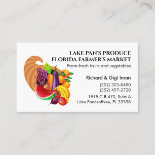 Cartão De Visita Logotipo de Cornucópia de Frutas e Legumes Frescos