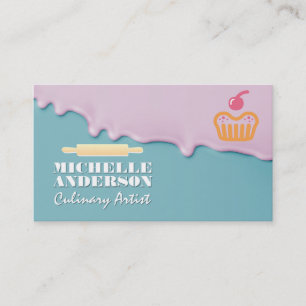 Cartão De Visita Logotipo de Cup Cake Rolo de Massa Creme de co