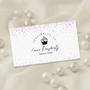 Cartão De Visita Logotipo de Cupcake com Brilho de Arco-Íris para C