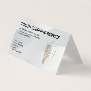 Cartão De Visita Logotipo de Dente Metálico brilhante Odontologia