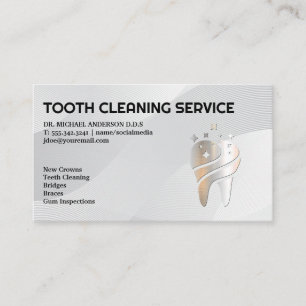 Cartão De Visita Logotipo de Dente Metálico brilhante Odontologia