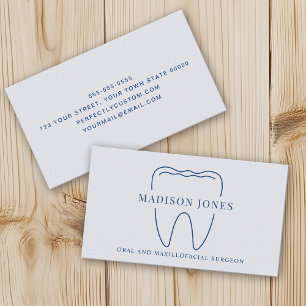 Cartão De Visita Logotipo de dentista azul minimalista moderno e so