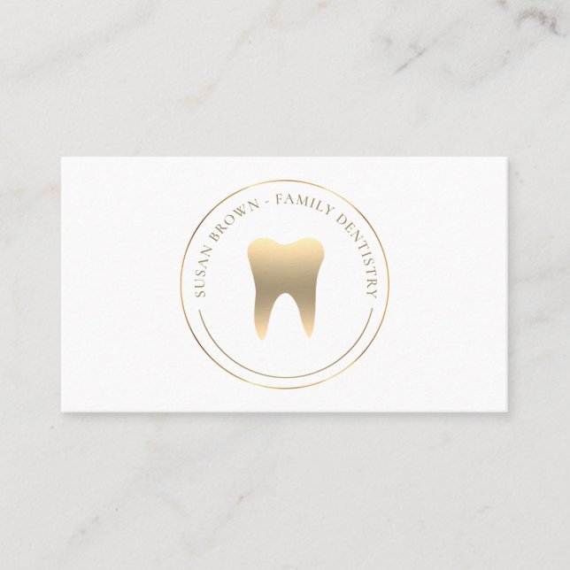 Cartão De Visita Logotipo de dentista Dourado (Frente)
