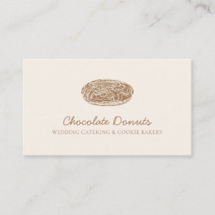 Cartão De Visita Logotipo de Donut de Chocolate Caseiro Bege Blush