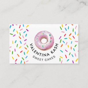 Cartão De Visita Logotipo de Donut Rosa