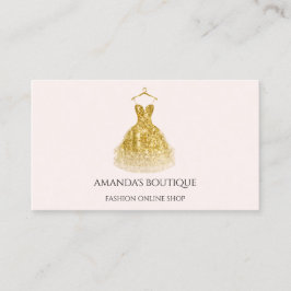 Cartão De Visita Logotipo de Dress Fashion Boutique Evento Dourado 