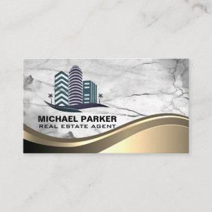 Cartão De Visita Logotipo de Edifícios Imobiliários Mármore Pedra