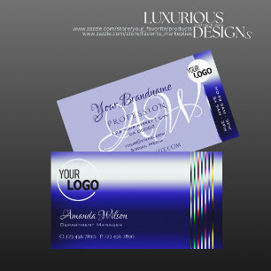 Cartão De Visita Logotipo de efeitos azuis brilhantes e horas de ab