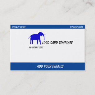 Cartão De Visita Logotipo de Elefante Azul