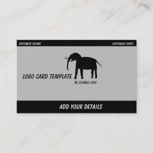 Cartão De Visita Logotipo de Elefante Preto