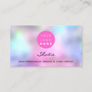 Cartão De Visita Logotipo de Elevbrow Lash Holográfico Rosa