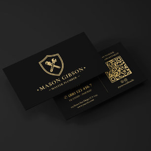 Cartão De Visita Logotipo de Empreiteiro de Encanação Modern Plumbe
