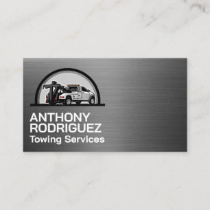 Cartão De Visita Logotipo de Empresa de Reboque Metalizado Brilha