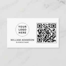 Cartão De Visita Logotipo de Empresa Moderno, Código QR | Branco Pr