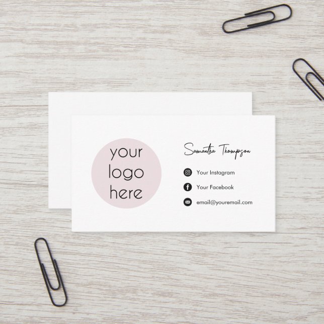 Cartão De Visita Logotipo de empresa personalizado Mídia social (Frente/Verso In Situ)