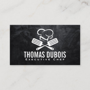 Cartão De Visita Logotipo de espátula e chef Hat   Cozinhar