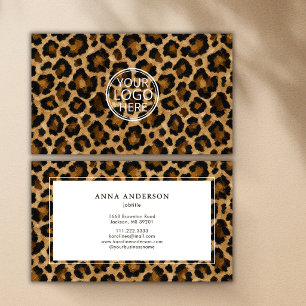 Cartão De Visita Logotipo de Estampa de Animal Leopardo Pintado a Ó