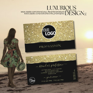 Cartão De Visita Logotipo de Estrelas Luminosas Douradas Elegante P