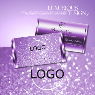 Cartão De Visita Logotipo de Estrelas Luminosas Roxas Púrpuras Pen