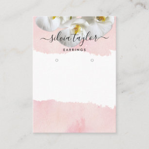 Cartão De Visita Logotipo de exibição do Rosa Dourado Floral Earraç