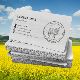 Cartão De Visita Logotipo de Fazenda de Ovelhas de Cordeiro Rústico