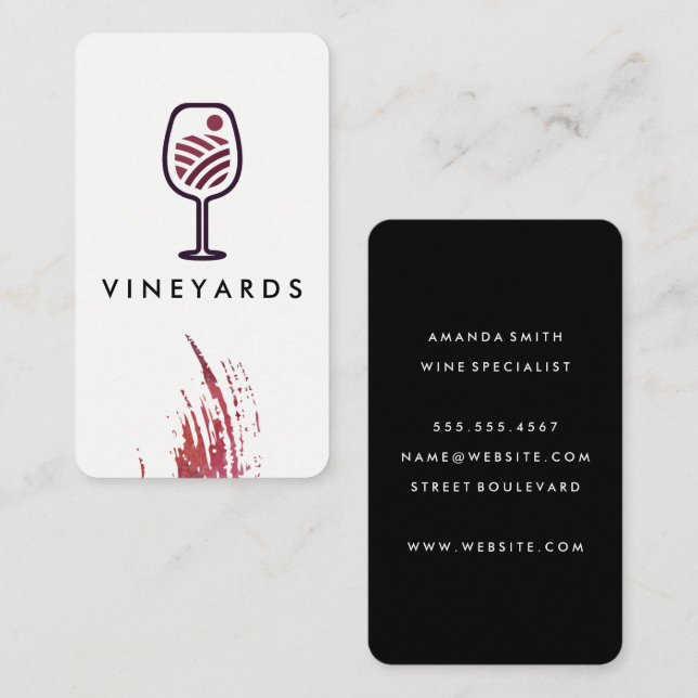 Cartão De Visita Logotipo de Fazenda do Vidro do Vinho (Frente/Verso)