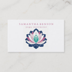 Cartão De Visita Logotipo de Flor de Lótus Branco Moderno e Elegant