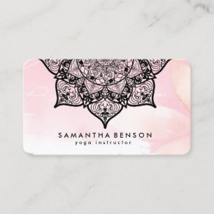 Cartão De Visita Logotipo de Flor de Lótus em Aquarela Elegante par