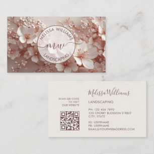 Cartão De Visita Logotipo de Flores 3D com Beijo Branco Inicial
