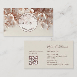 Cartão De Visita Logotipo de Flores 3D com Beijo Branco Inicial