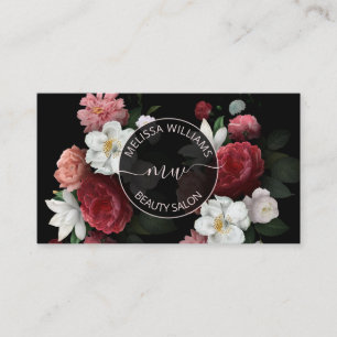 Cartão De Visita Logotipo de Flores Desenhadas à Mão Preto