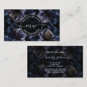 Cartão De Visita Logotipo de Flores Roxas Escuras