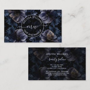 Cartão De Visita Logotipo de Flores Roxas Escuras