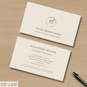Cartão De Visita Logotipo de folha Elegante simples