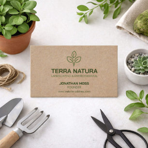 Cartão De Visita Logotipo de Folha Kraft Ecológico Paisagismo Natur