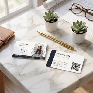 Cartão De Visita Logotipo de Foto de Arquitetura & Código QR Corret