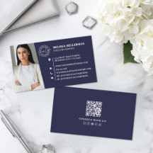 Logotipo de Foto de Código QR Profissional Azul Ma