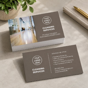 Cartão De Visita Logotipo de Foto de Serviços de Limpeza Modernos B