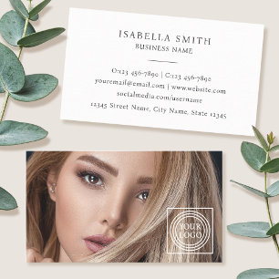Cartão De Visita Logotipo de Foto Elegante Minimalista Profissional