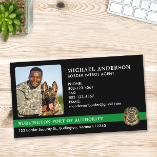 Cartão De Visita Logotipo de Foto Militar do Agente de Patrulha de 