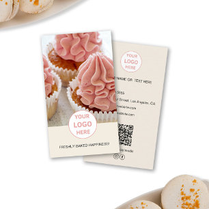Cartão De Visita Logotipo de Foto Personalizada de Padaria QR Cartã