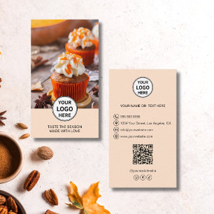 Cartão De Visita Logotipo de Foto Personalizada QR de Padaria